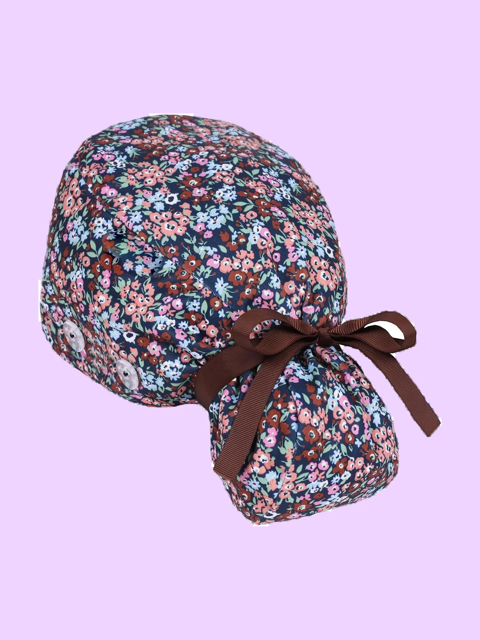 Satin-Lined Scrub Cap with Ponytail Pouch and Mask Buttons product image (1)