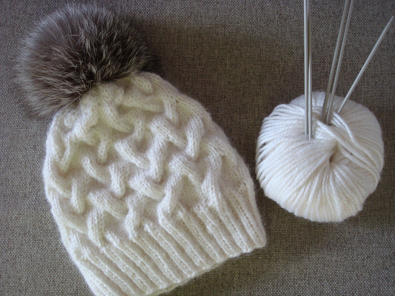 Cable Knit Winter Beanie Knitting Pattern product image (2)