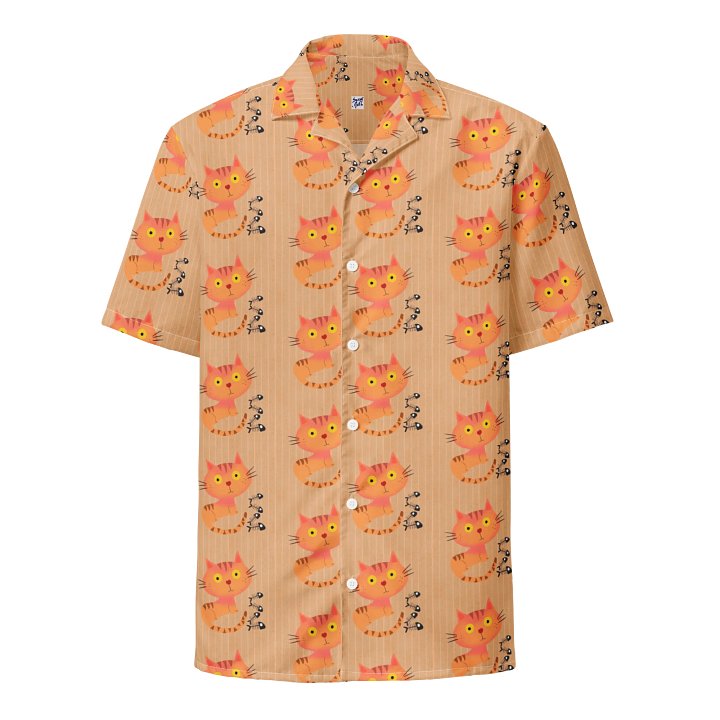 Feasting Ginger Kitty Button-Down Hawaiian Shirt - Tan product image (1)