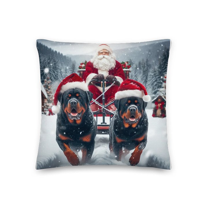 Rottweiler's Santa's Sleigh Ride Premium Pillow product image (1)