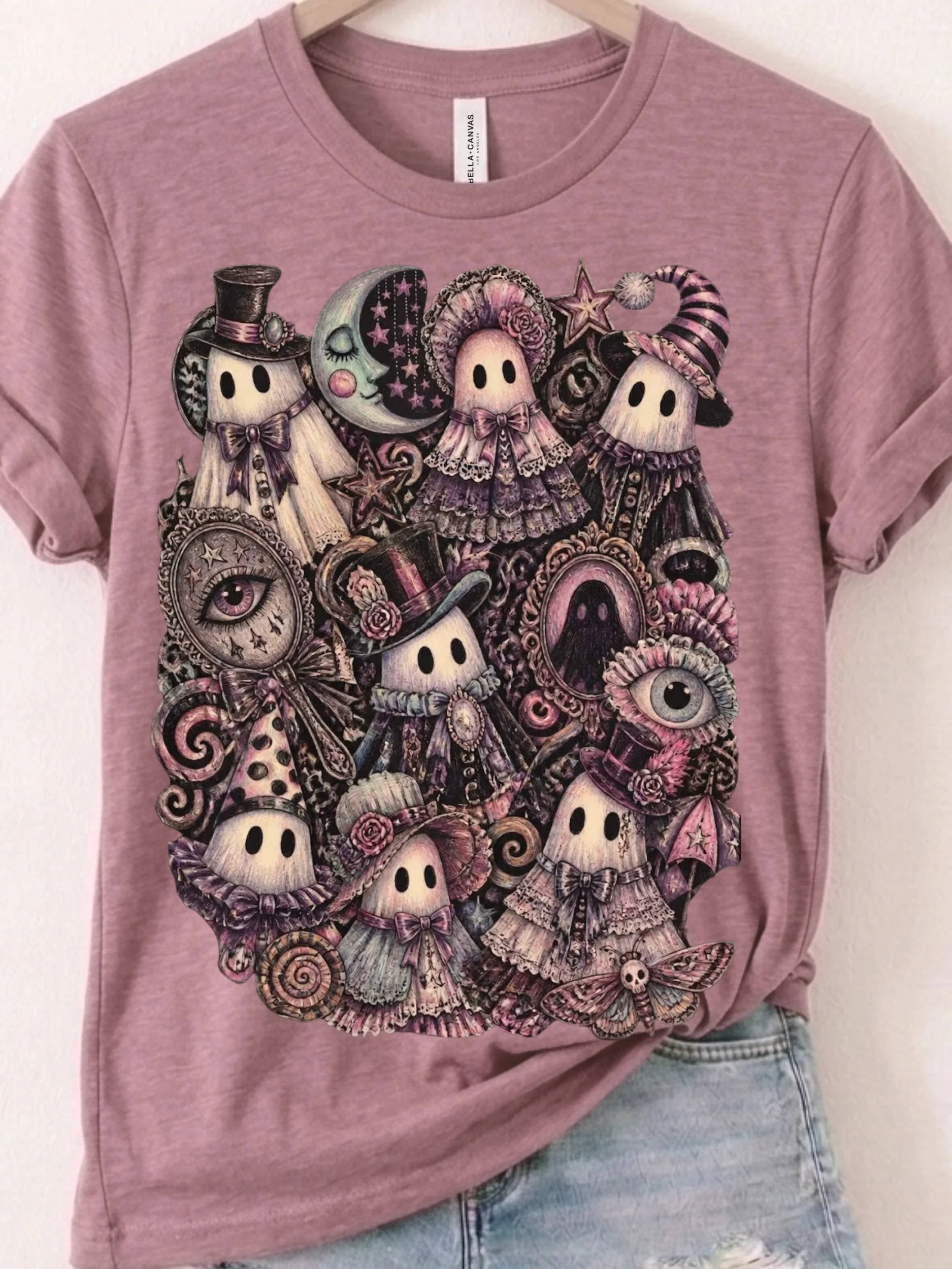 Whimsigoth Halloween Shirt, Cute Ghost Neo-Victorian Spooky Graphic product image (1)