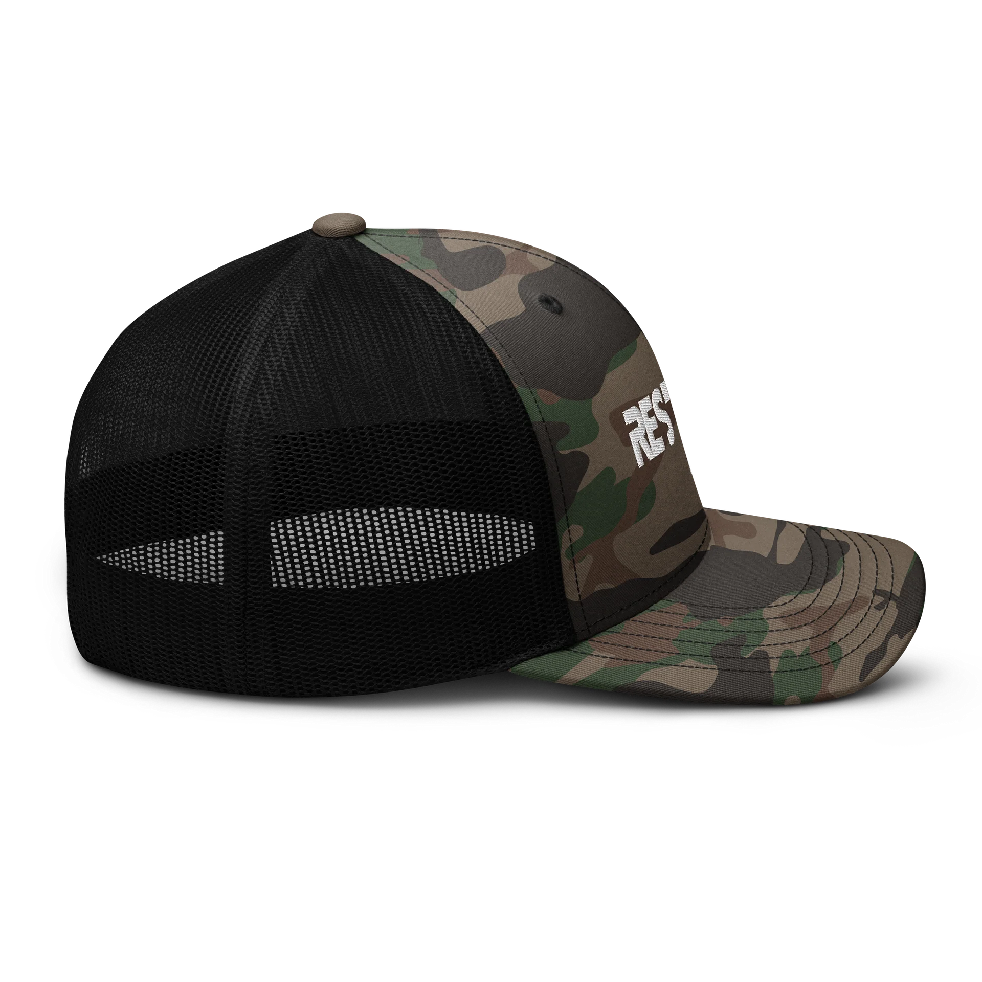 RESTORE™ Camo Trucker Hat | Joel 2:25 Christian Snapback | Faith-Inspired Mesh Cap | Scripture Apparel product image (5)