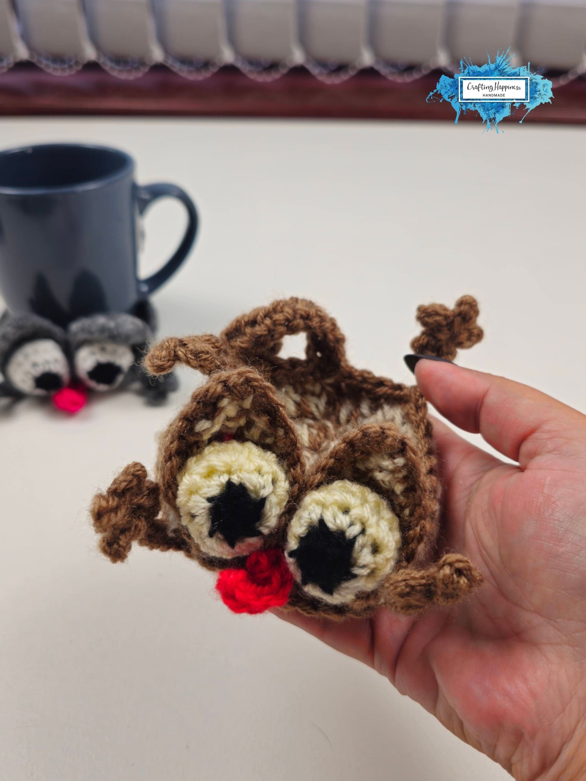 CROCHET PATTERN & VIDEO | Splat Cat Coaster | Funny Animal Mug Rug | Cute Feline Cup Mat | Funny Gift pdf product image (12)