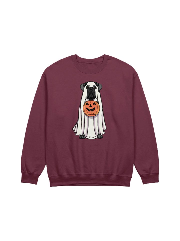 Funny Halloween Cane Corso(Gray) Sweatshirt | Funny Cane Corso Wearing a Ghost Costume and Holding a Pumpkin Basket product image (12)