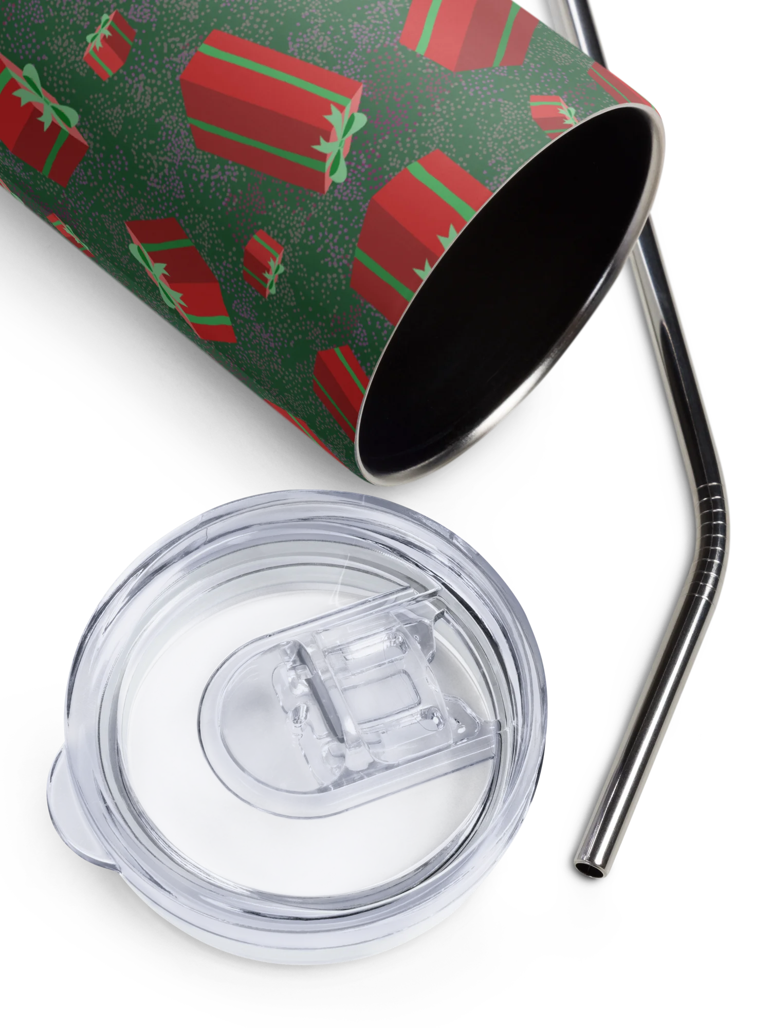 Retro Floating Red Presents Stainless Steel Tumbler with Straw product image (4)