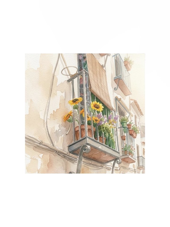 Watercolor Balcony Garden Facade Poster product image (3)