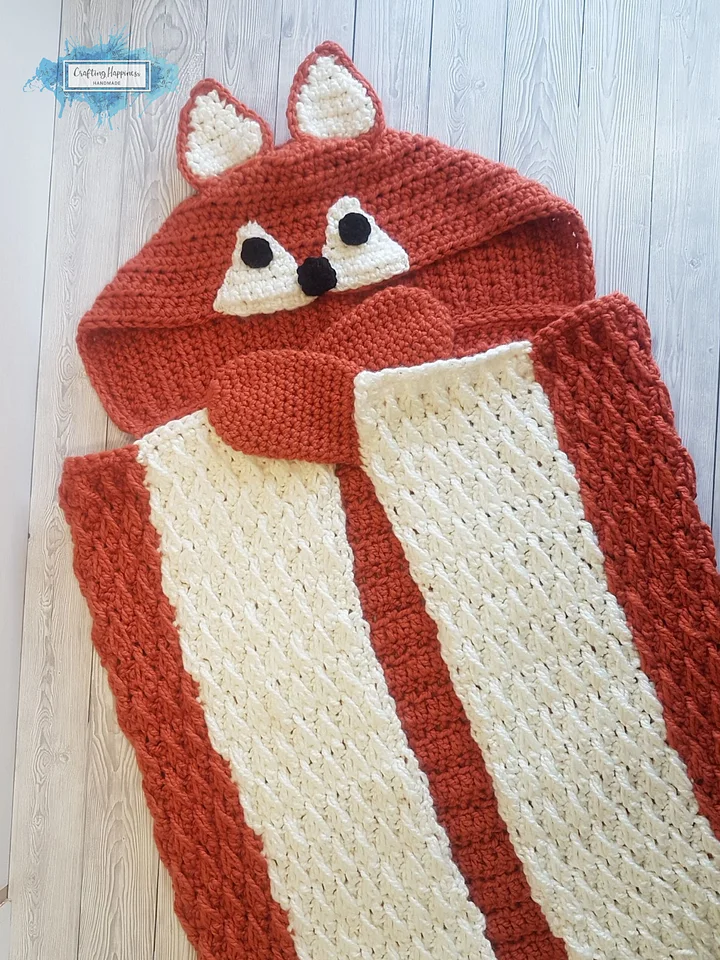 Fox Hooded Blanket Crochet | Wearable Animal (PDF Pattern product image (1)