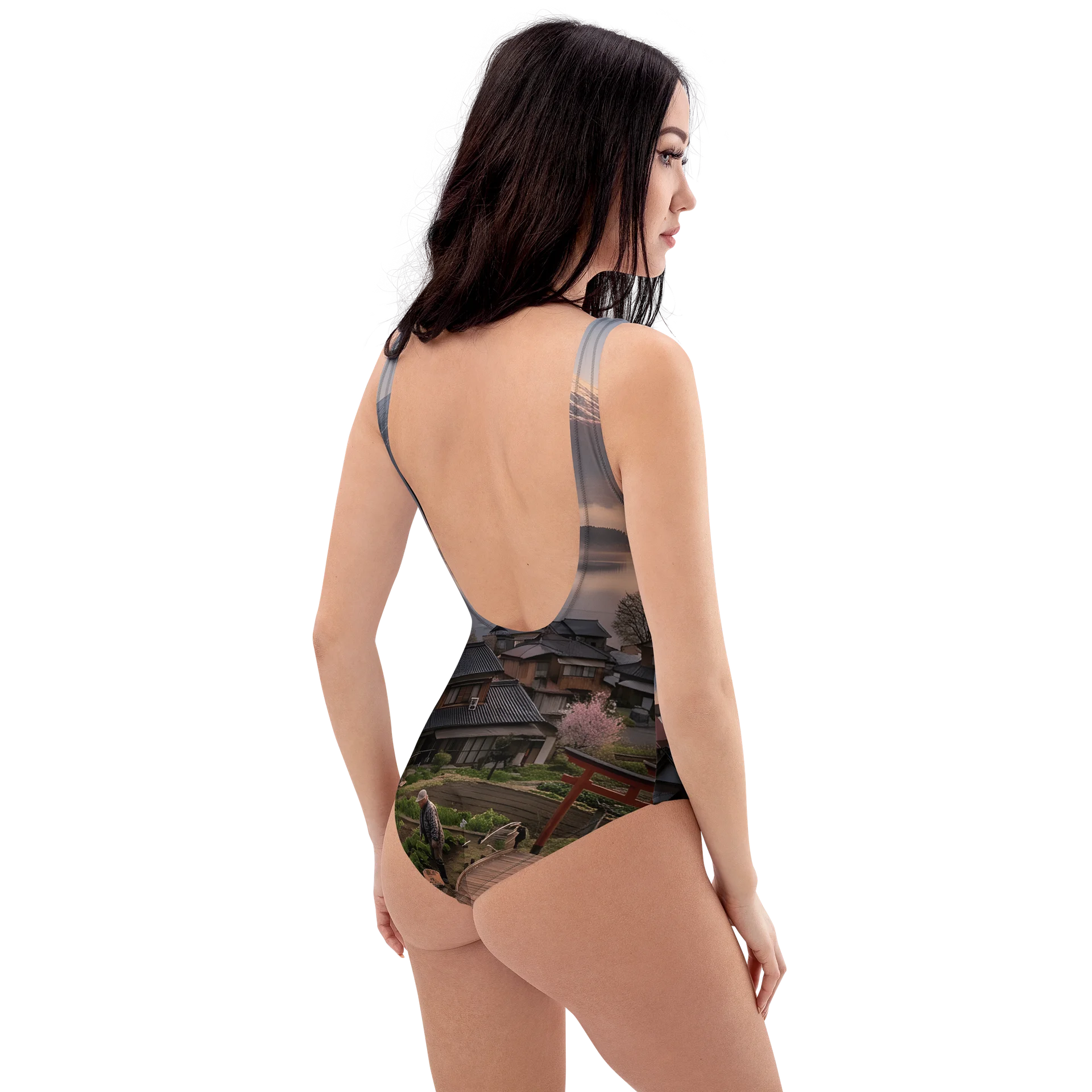 Mount Fuji Village Pink Moss One-Piece Swimsuit product image (8)