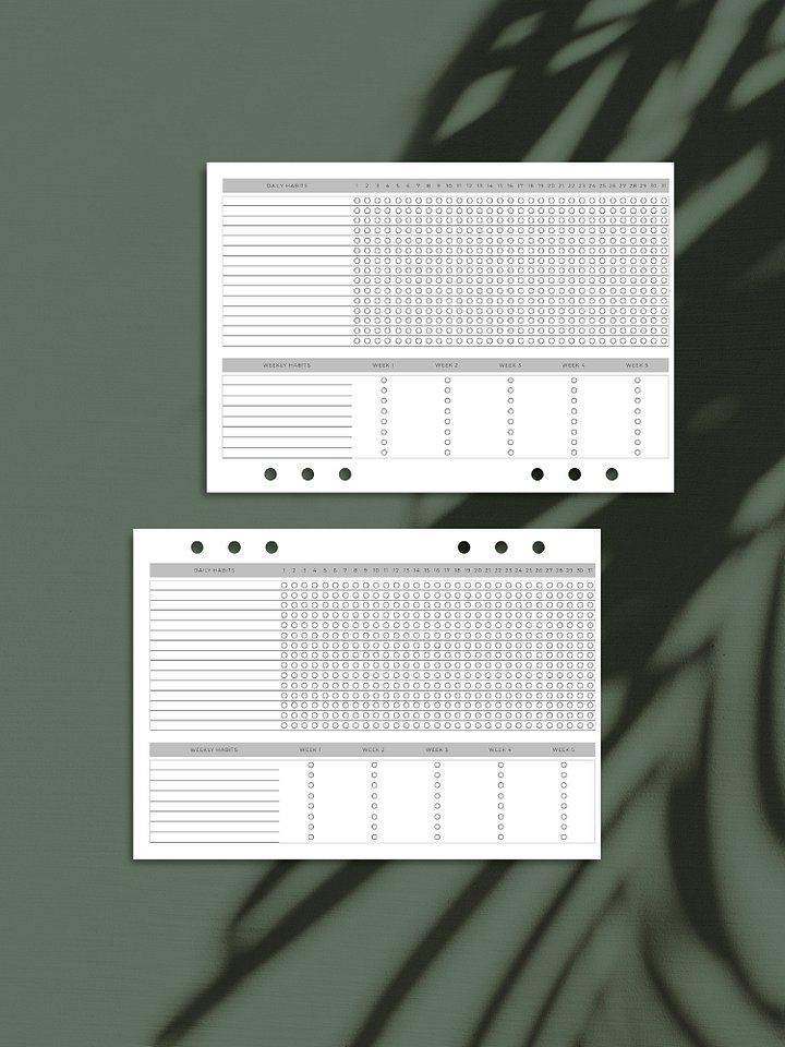 A5 Habit Tracker Inserts | Daily & Weekly Habit Monitoring | Printable product image (1)