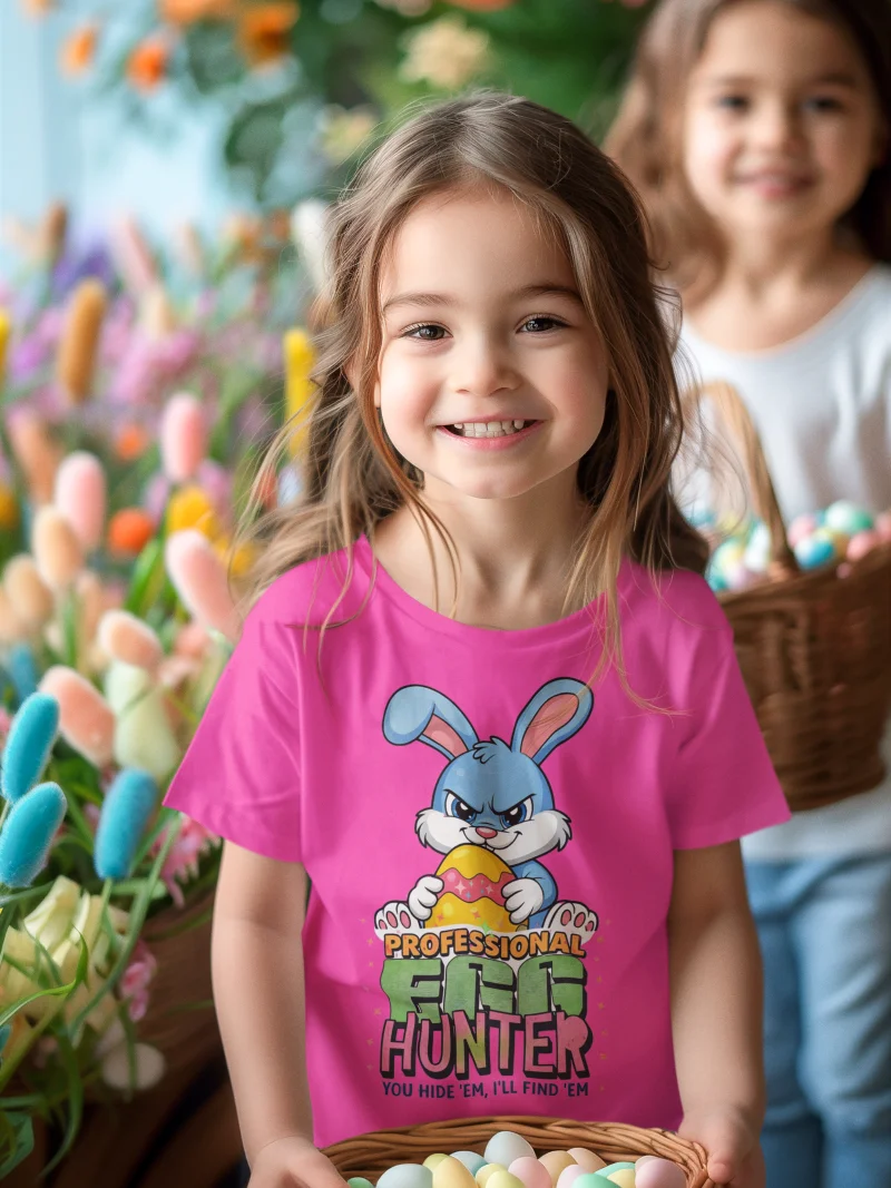 Professional Egg Hunter – Funny Easter Bunny Kids Tee product image (5)