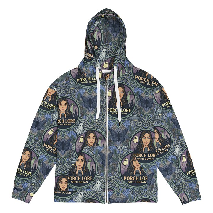 PORCH LORE DEVAN PERIWINKLE MOTH ZIP UP HOODIE product image (1)
