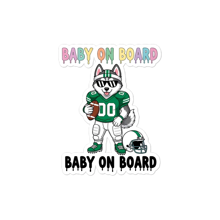 Funny Husky Football Baby on Board Sticker - 5x5 Weatherproof Vinyl Car Decal - Game Day Husky Tailgate Decor product image (1)