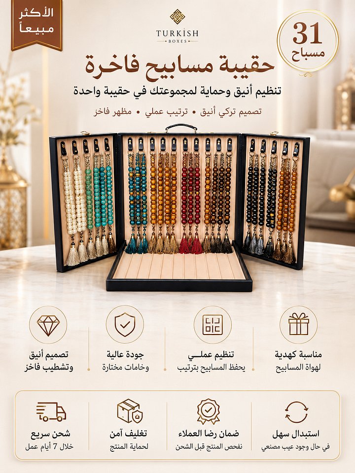 حقيبة حفظ المسابيح الفاخرة – سعة 31 مسباح product image (1)