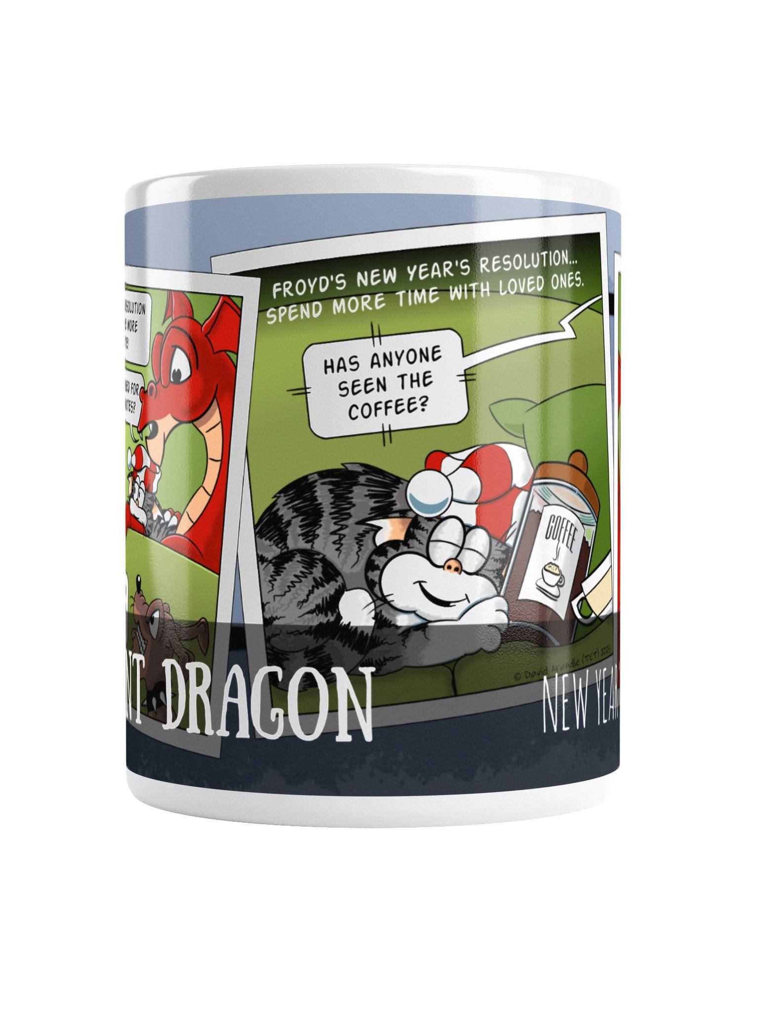 Resident Dragon Comic New Year's Resolutions Three-Panel Mug product image (2)