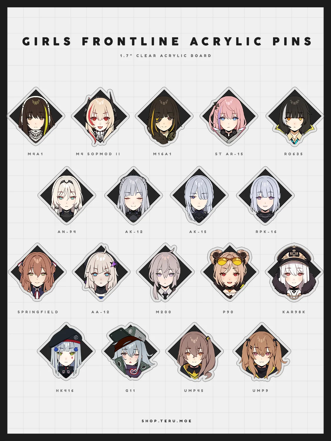 Girls Frontline Acrylic Pins product image (2)