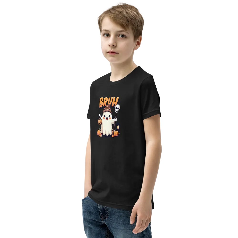 Spooky Ghost Bruh Halloween Youth T-Shirt product image (8)