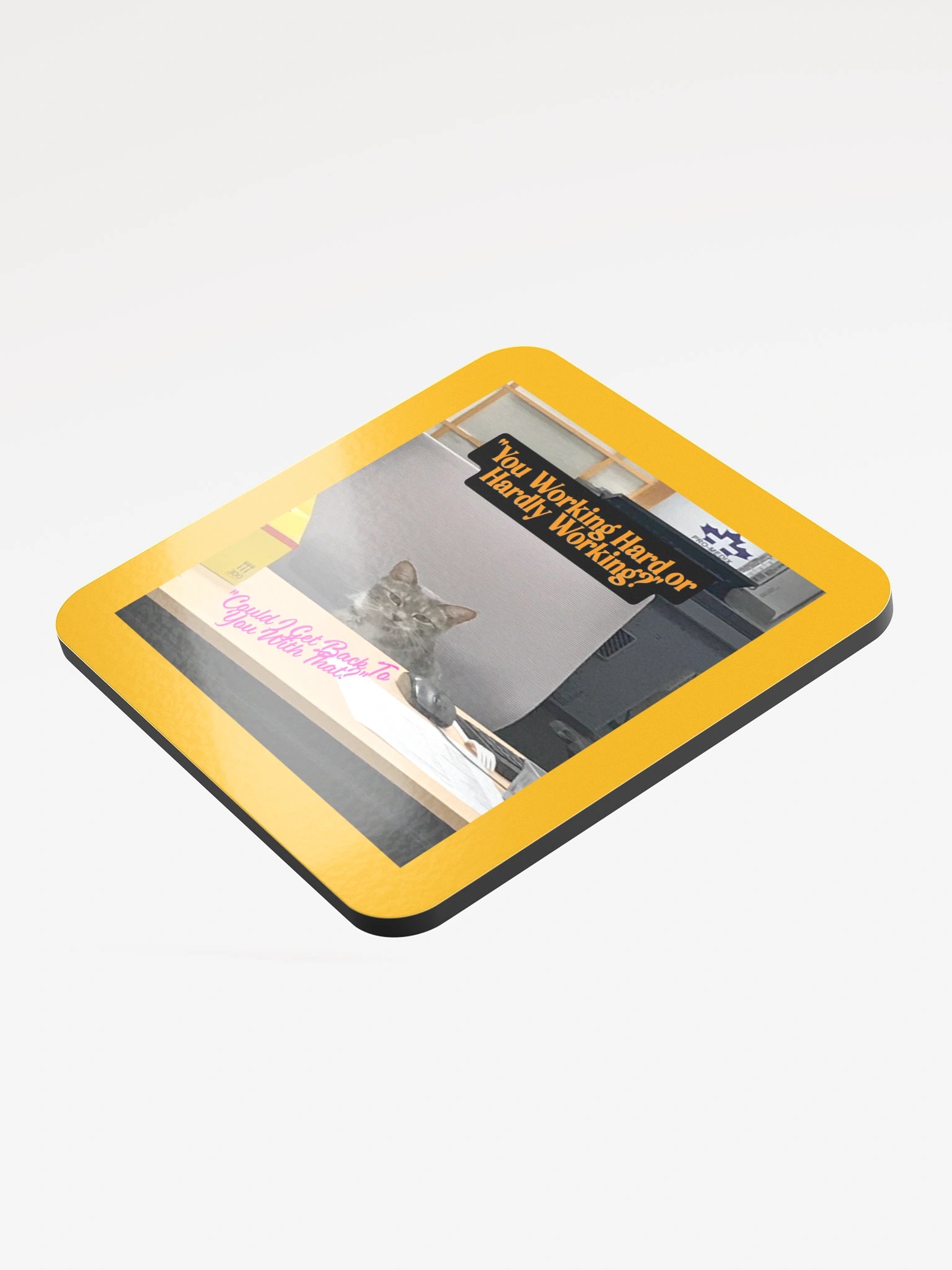 Hard Working Office Cat Cork Coaster product image (3)