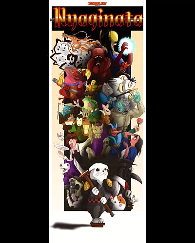 Poster art for the game I'm working on. Had to rush it to finish for a printing sale so some of the bosses didnt make the cut...