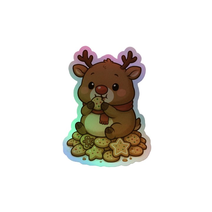 Rudolph the Cute Fat-Ass Reindeer Holographic Sticker product image (2)