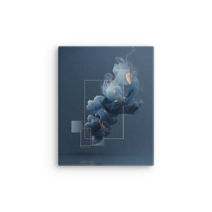 Golden Drift in Blue Smoke – Abstract Modern Wall Art with Minimal Geometric Design product image (12)