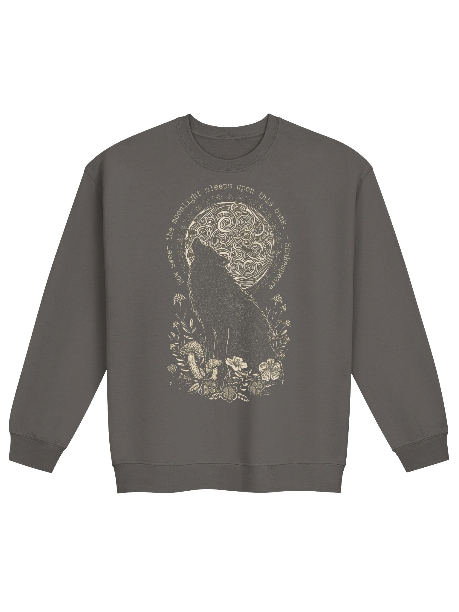 Moonlight Wolf Shakespeare Crewneck, Literary Sweatshirt for Nature Lovers product image (2)