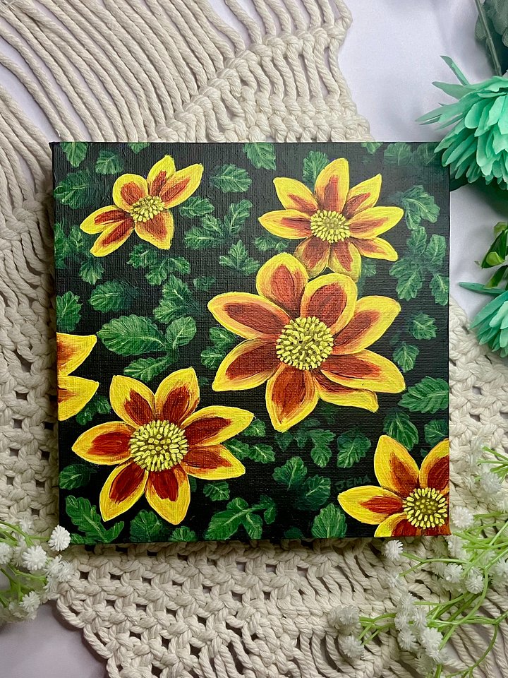 Blazing Star Bidens Acrylic Painting On Canvas product image (1)