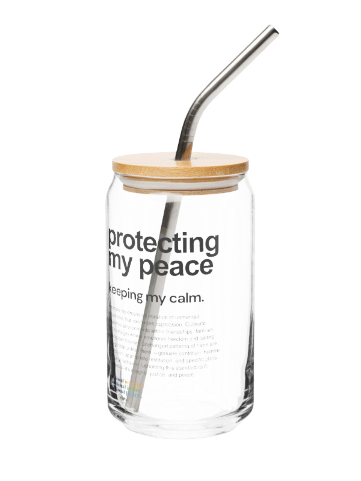 Official Planted By Calm | Calm Keepers Can-Shaped Glass (Style 2, with Bamboo Lid and Metal Straw) product image (2)