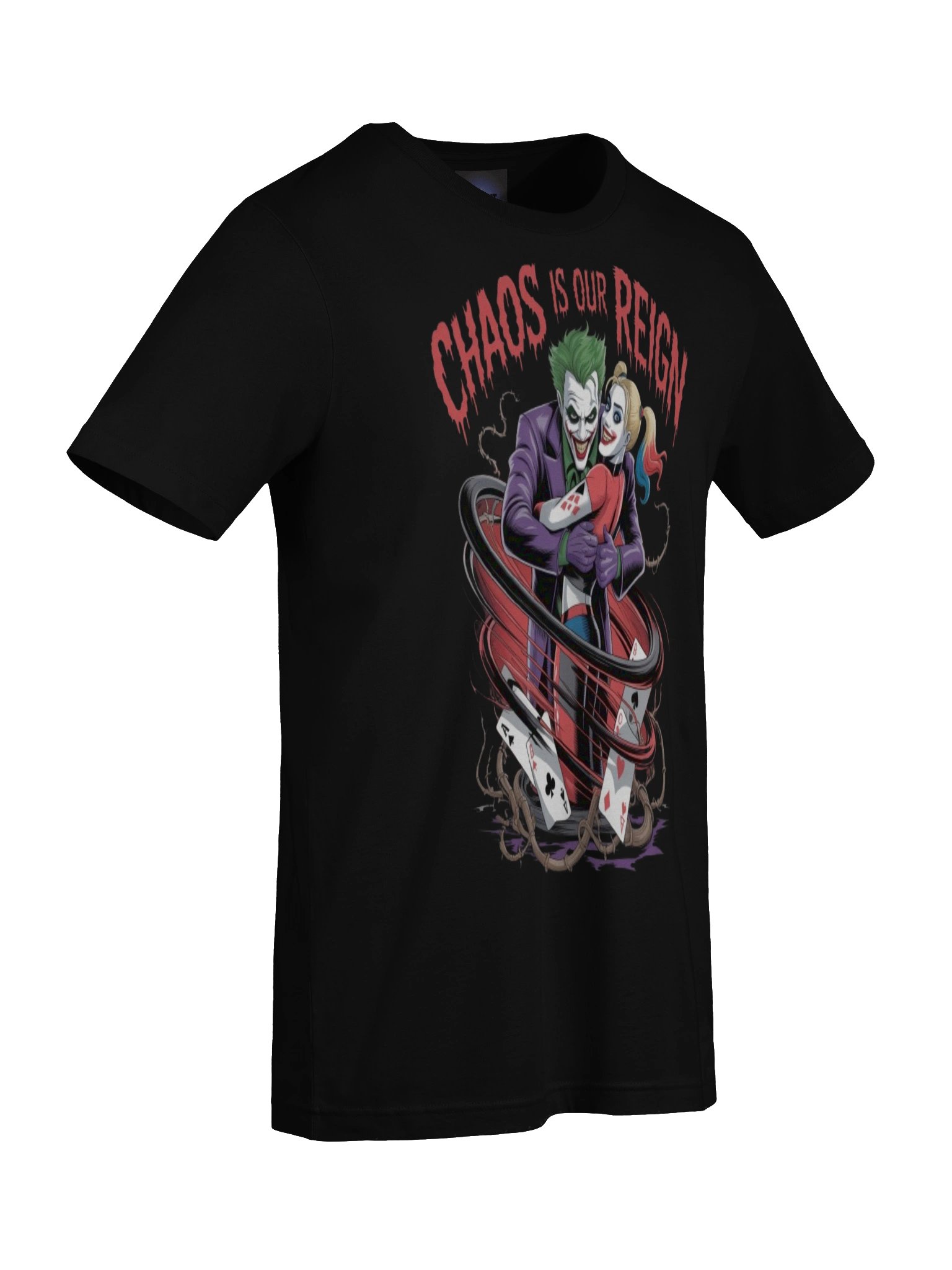 Chaos is Our Reign: Joker and Harley Quinn's Whirlwind Wager Graphic Tee product image (9)