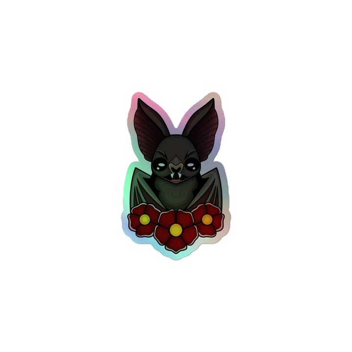 Floral Bat Holographic Sticker product image (1)