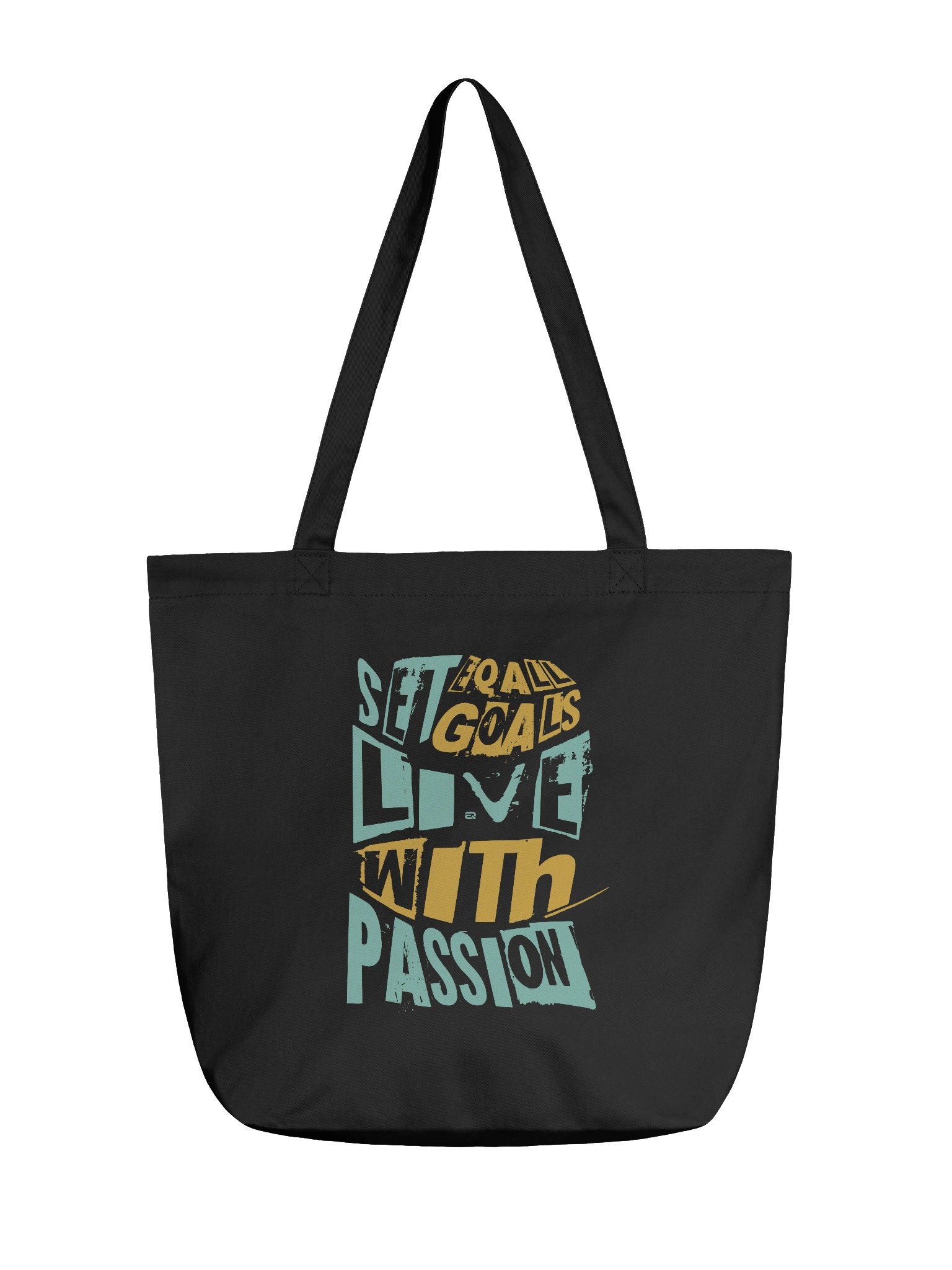 Live with Passion ECO Tote-bag_ R3CVR.i mode by EQALL® Essentials_Mint / Mustard product image (1)
