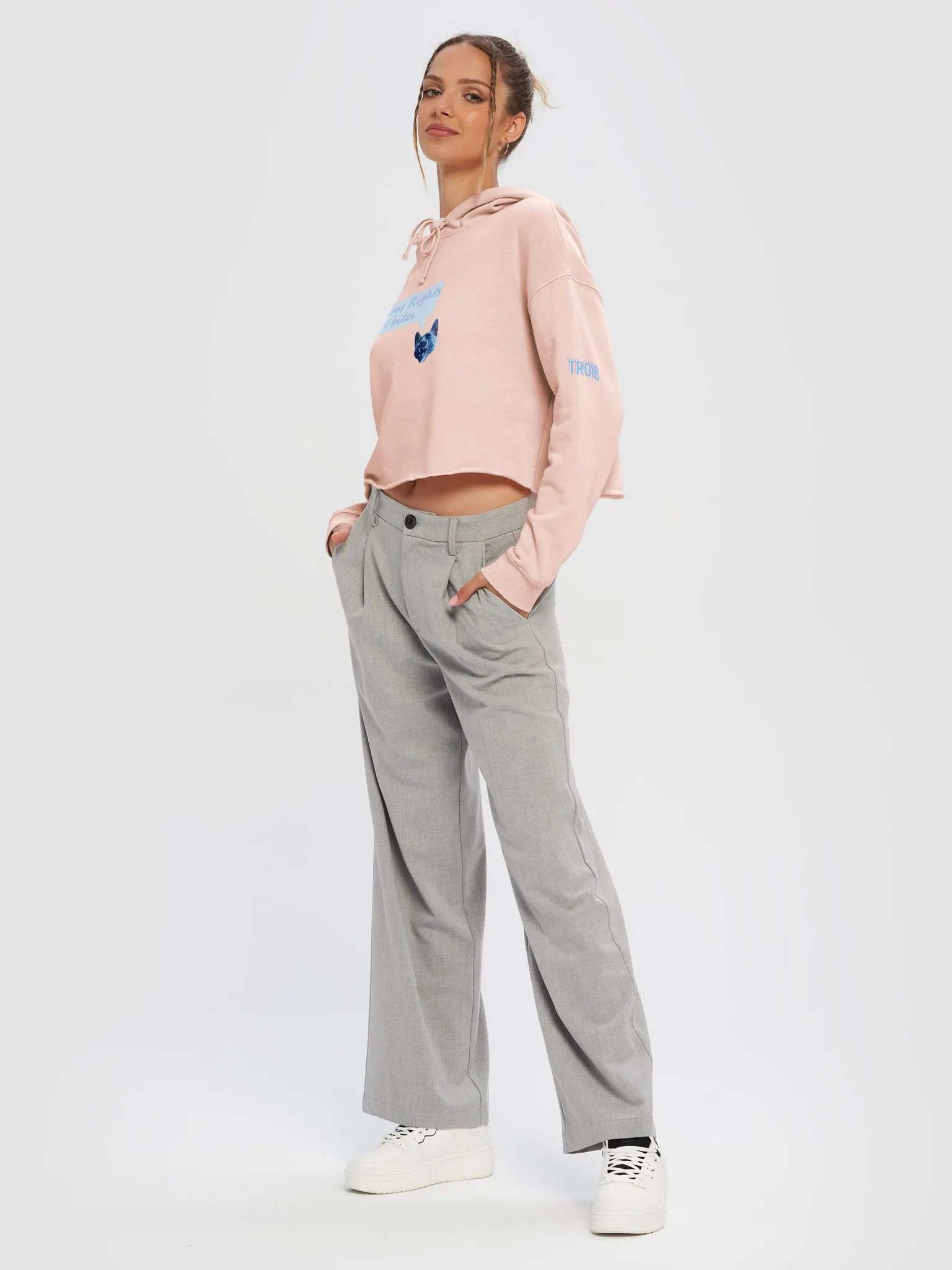 TROIB Cropped Hoodie in blue quote product image (3)