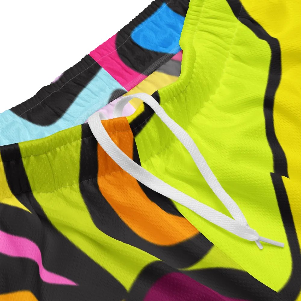 Vibrant Mesh Shorts: Abstract Harmony - Wave at Sunset product image (4)