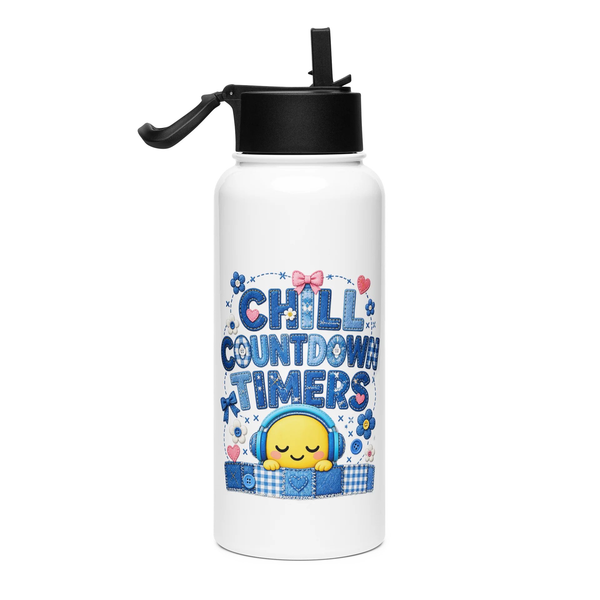 Chill Countdown Timers Denim Patchwork Water Bottle product image (4)