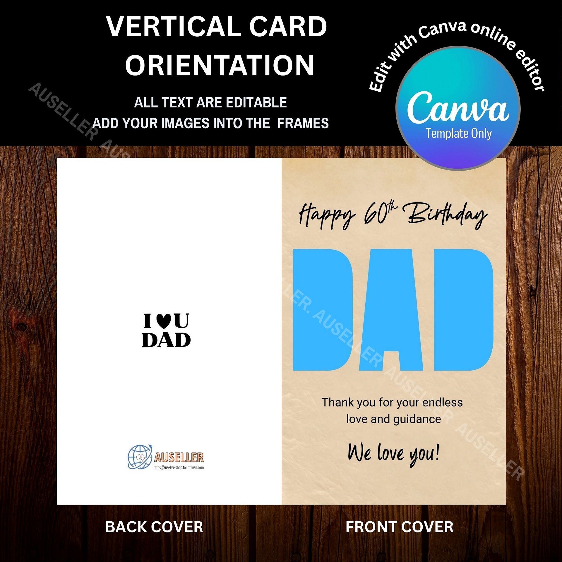 DAD Photo Card, 2 Design Set, Canva Template product image (7)