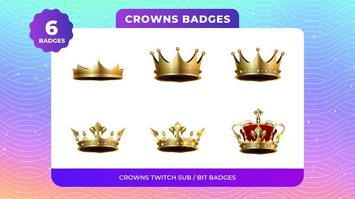 Royal Crown Twitch Badges 6-Pack product image (1)