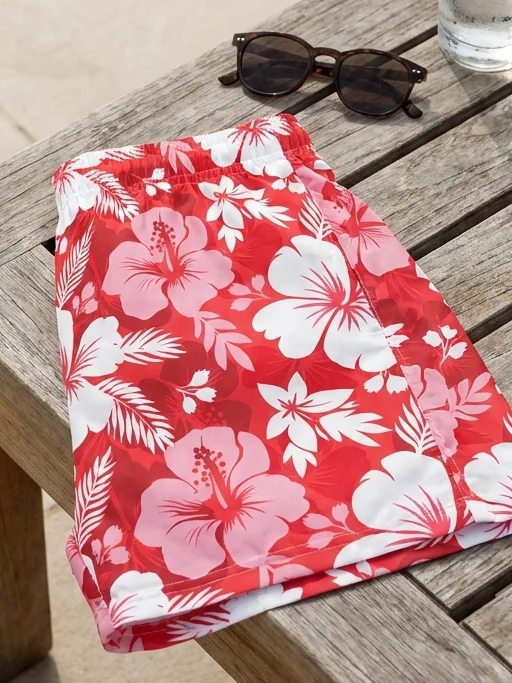 Pink Hibiscus Swim Trunks product image (2)