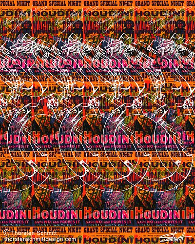 Harry Houdini 3D. It's a stereogram. Can you see the 3D image?
#magic  #illusion #houdini #opticalillusion #3dart