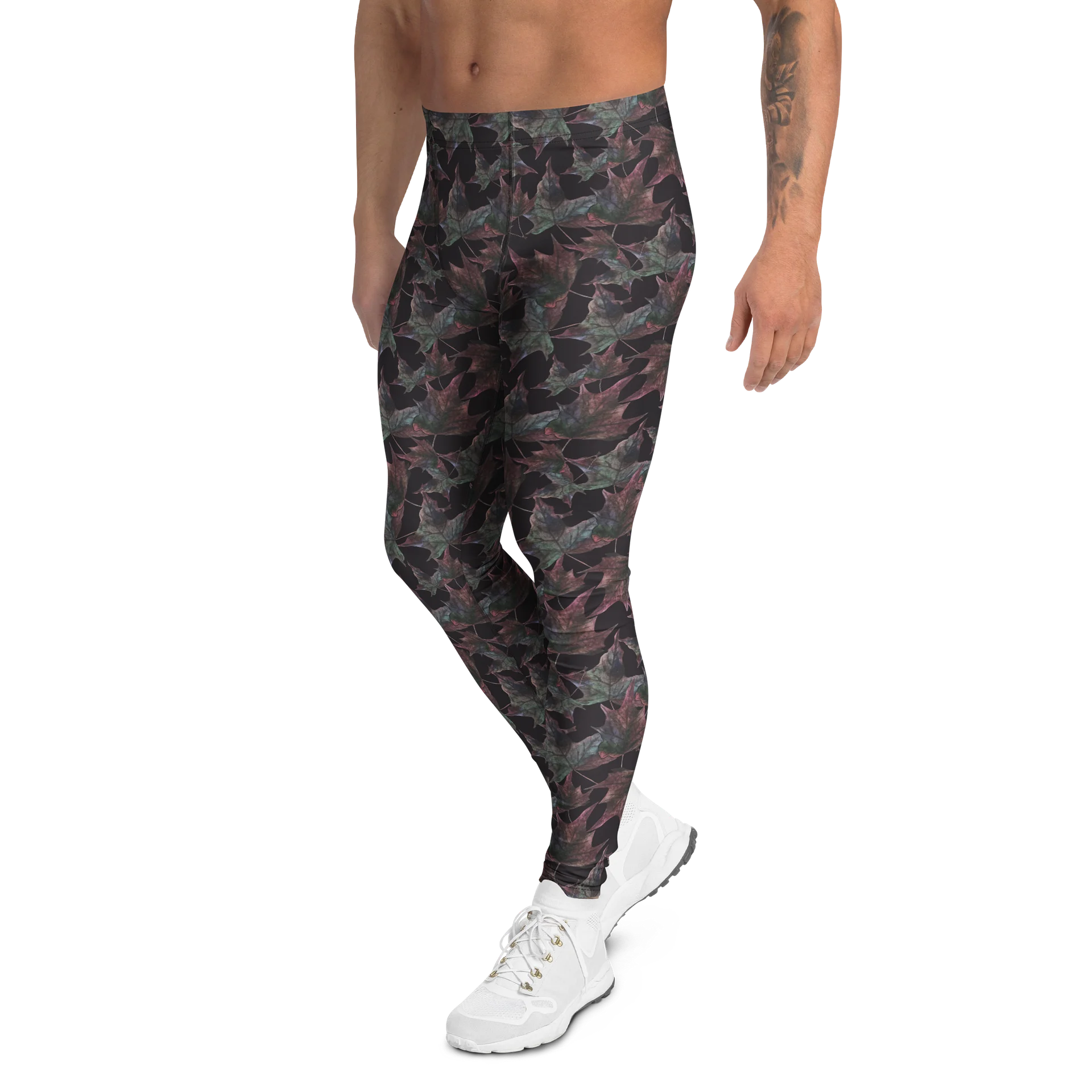 Artistic Watercolor Maple Print Men's Leggings product image (4)