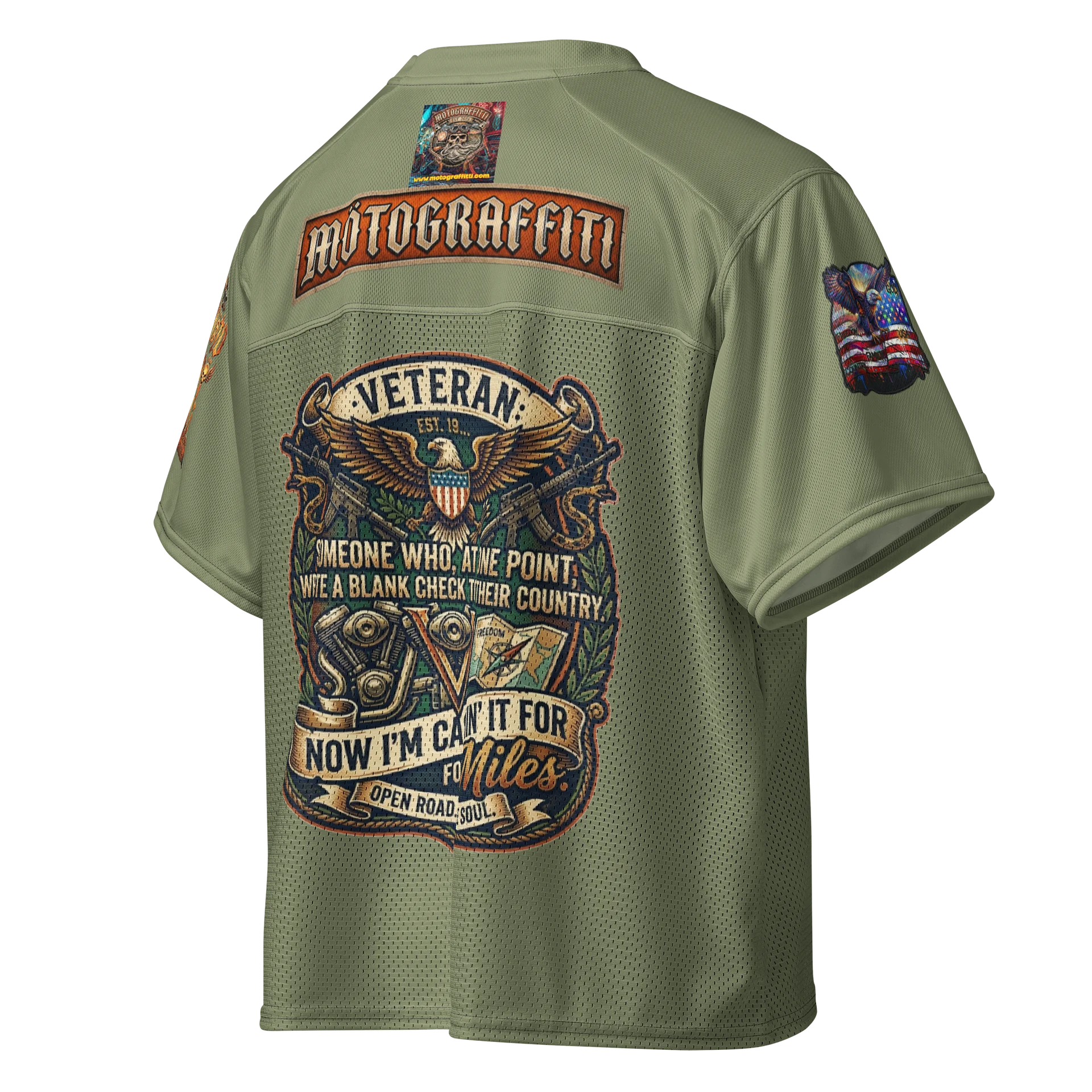 MötoGraffitti Veterans OD Green Football Jersey product image (4)