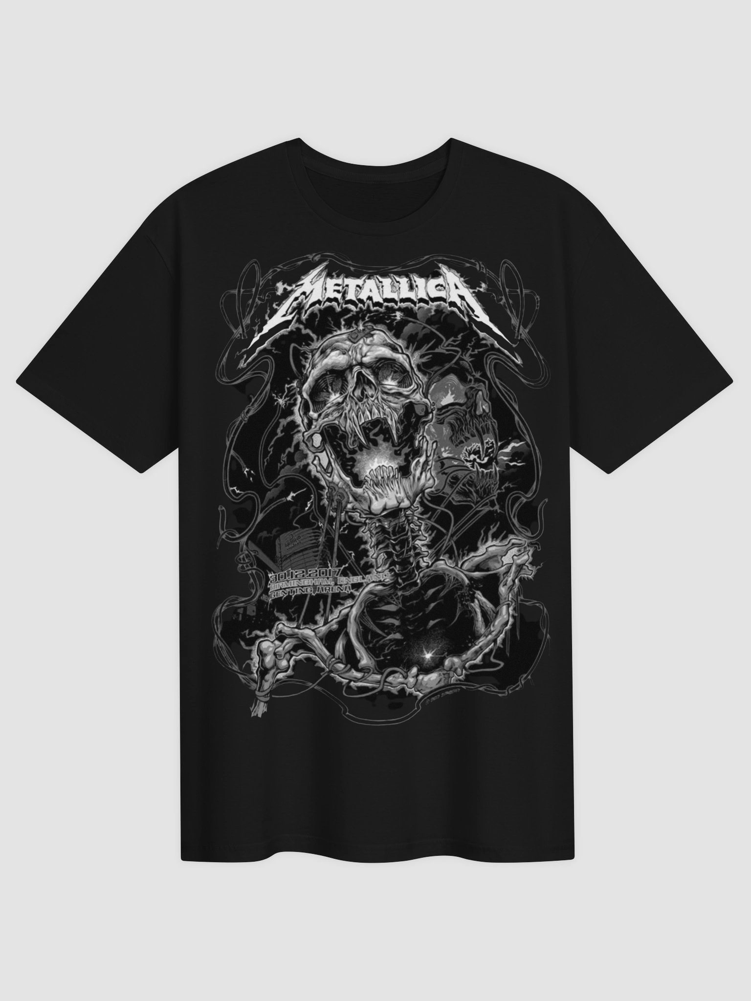 Metallica Screaming Skeleton T-Shirt | Dark Thrash Horror Illustration Graphic | Heavy Metal Underground Icon Tee product image (1)