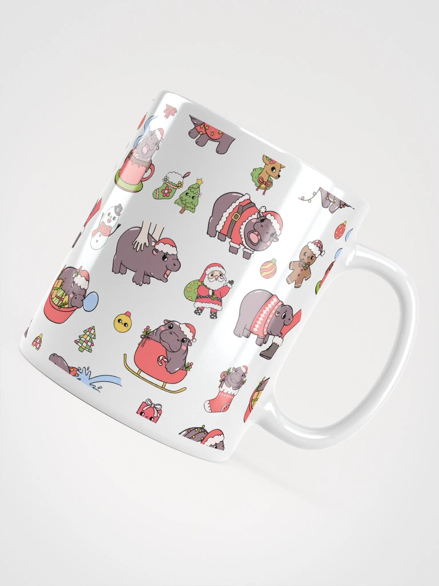 MOODENG'S CHRISTMAS WHITE GLOSSY MUG! product image (5)