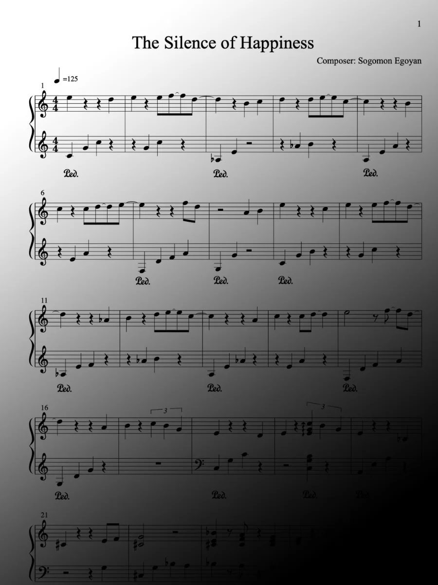 The Silence of Happiness by Sogomon Egoyan - Piano Sheet Music product image (1)