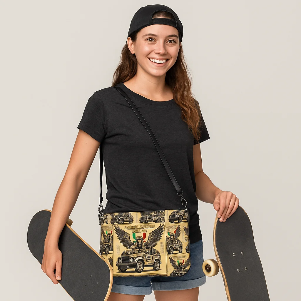 Mel’s Angels Vintage Crossbody Bag – All-Over Print Faux Leather Purse with Strap product image (3)