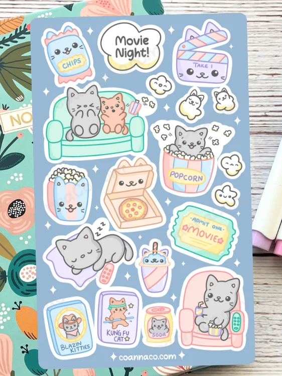 Movie Night Coloring Sticker Sheet product image (2)