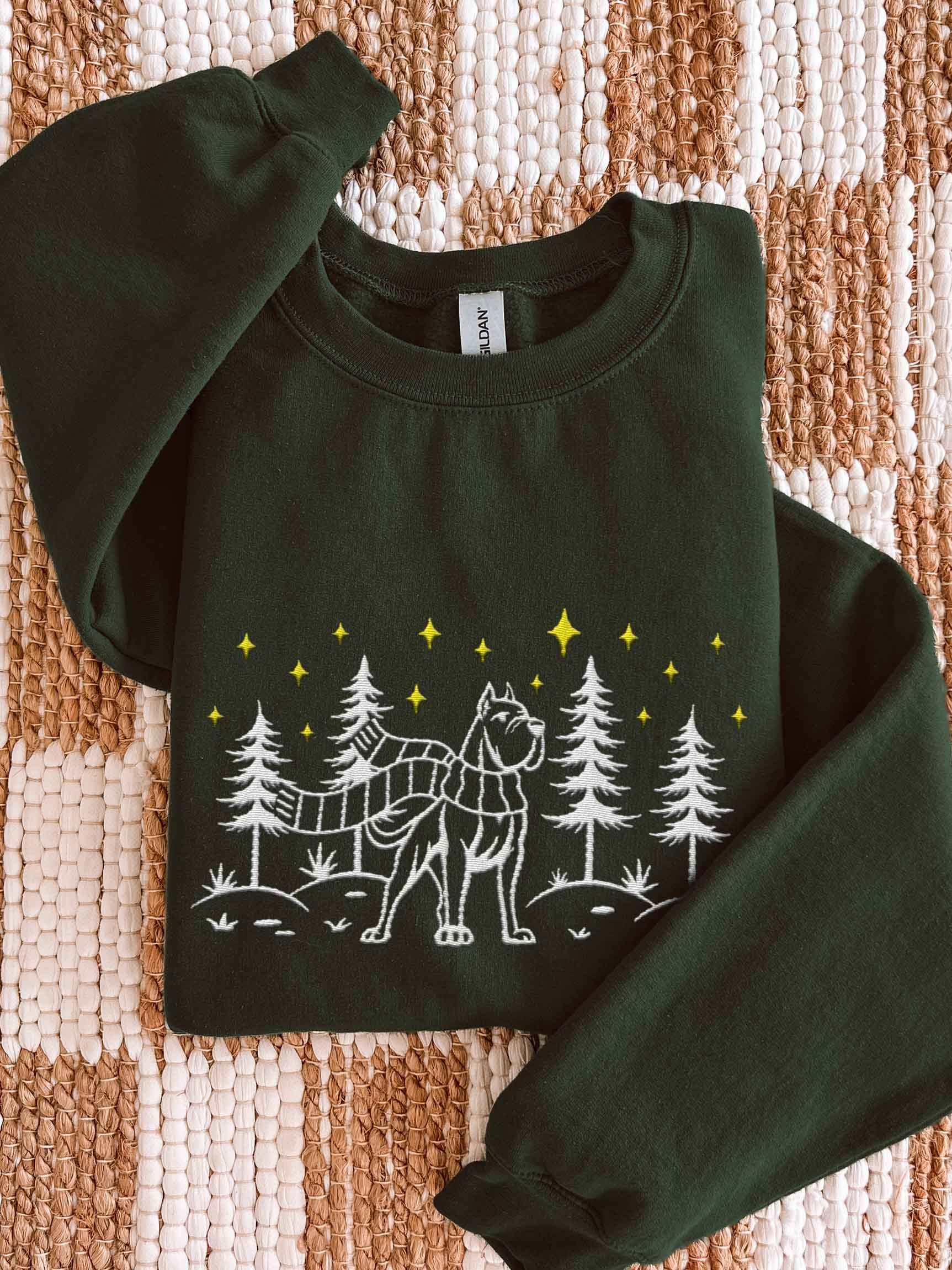 Cane Corso(Cropped Ears) Winter/Christmas Line Art Design Embroidered Sweatshirt product image (1)