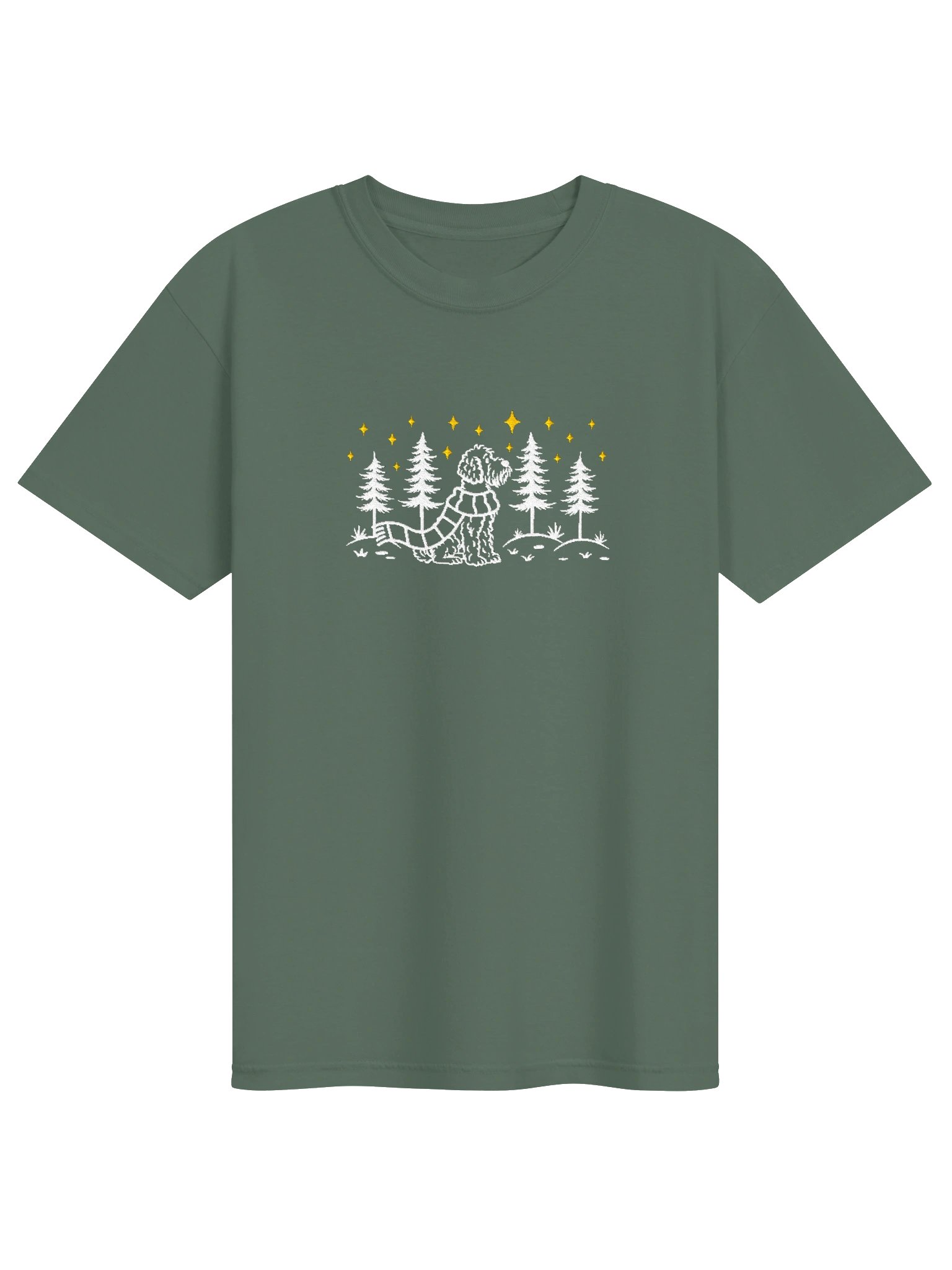 Lagotto Romagnolo Winter/Christmas Line Art Design Embroidered T-Shirt product image (19)