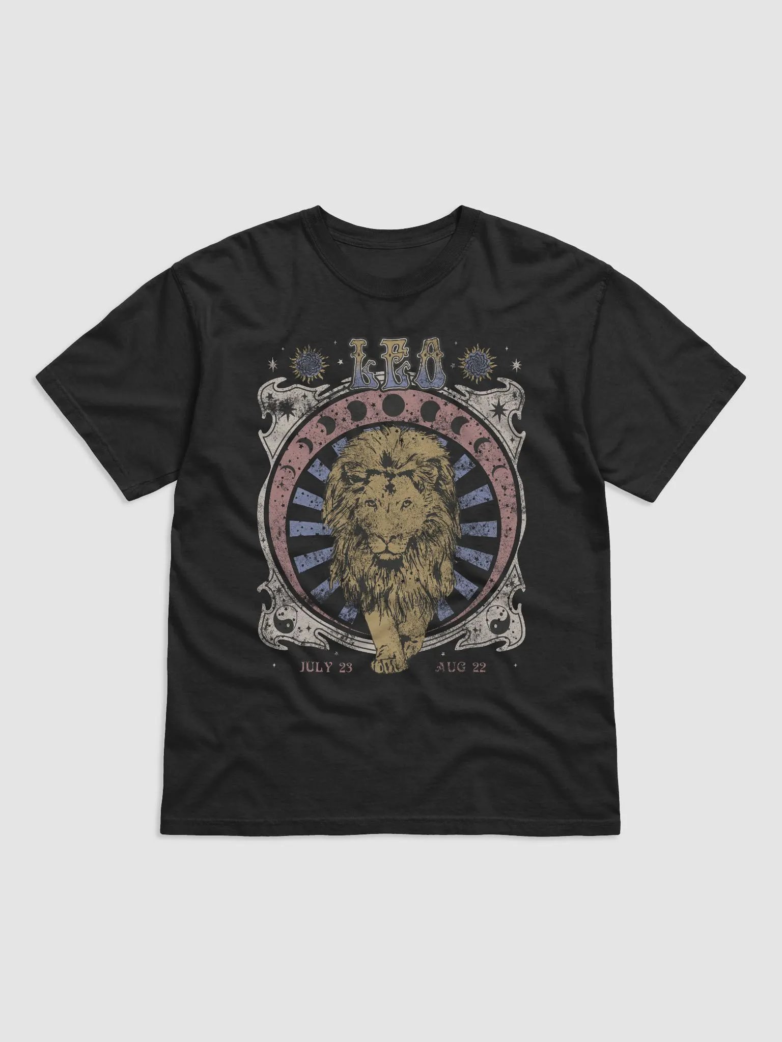 Leo Zodiac Sign Tee | Art Nouveau-Style Grunge Streetwear T-Shirt for July 23 and August 22 Birth Months product image (7)