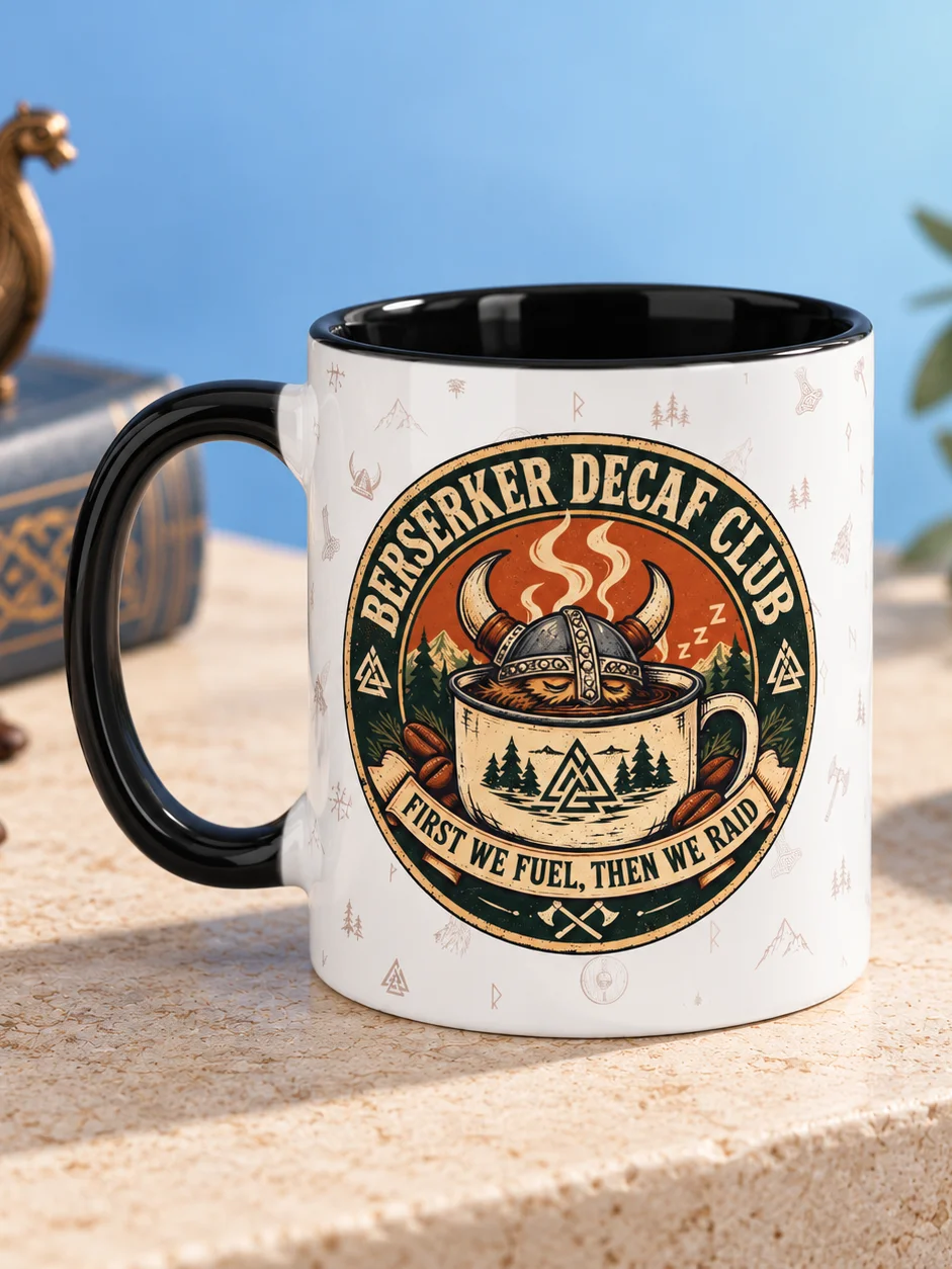 The Berserker Decaf Club Mug: First We Fuel, Then We Raid product image (1)