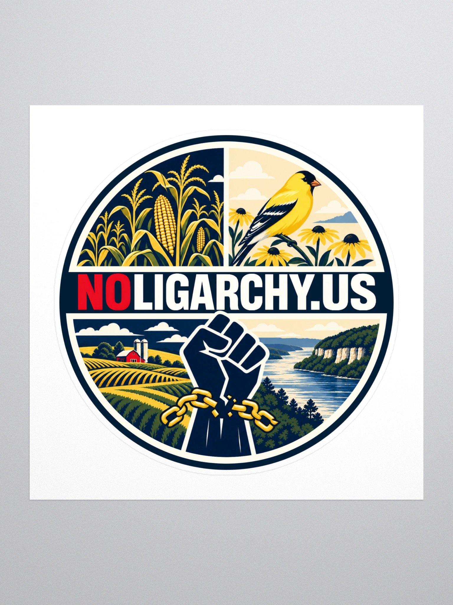 Iowa NOLIGARCHY.US sticker product image (1)