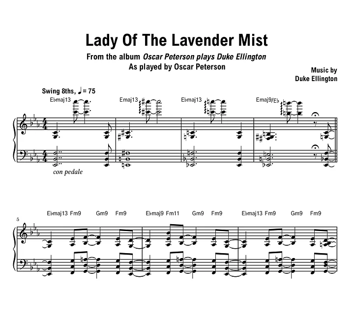 Oscar Peterson - Lady Of The Lavender Mist - Sheet music (PDF) product image (1)